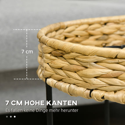 Boho Nesting Coffee Tables – Water Hyacinth & Steel Set