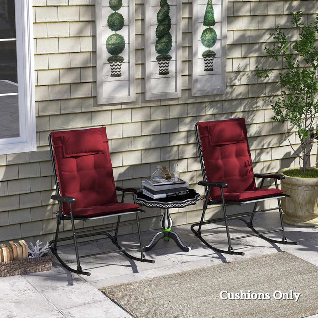 Water-repellent sun lounger cushions, set of 2, burgundy