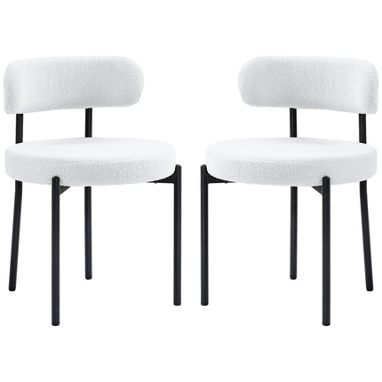 Dining Chairs Set of 2, Cream White, Fleece Upholstered