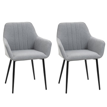 Light gray upholstered dining chairs, set of 2, linen covers