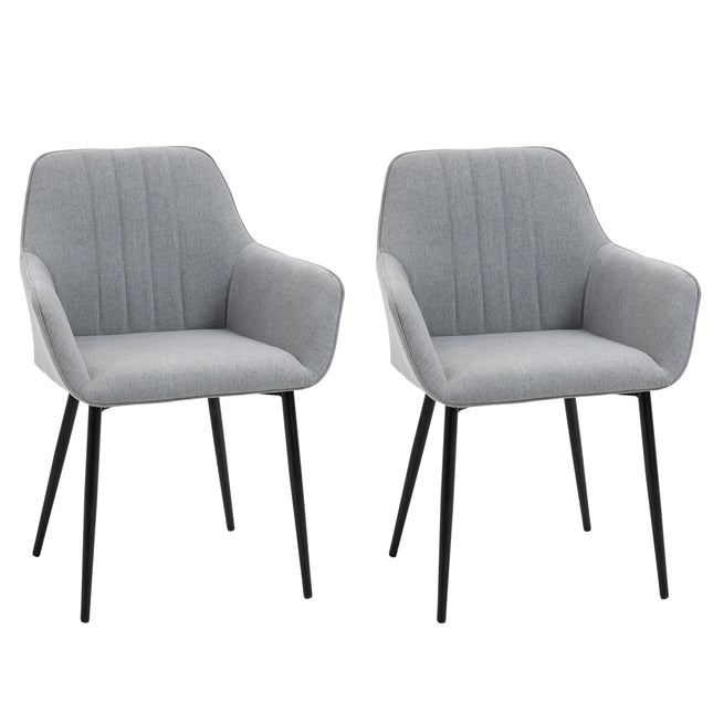 Light gray upholstered dining chairs, set of 2, linen covers