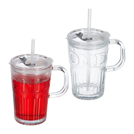 Set of 2 drinking glasses with handles