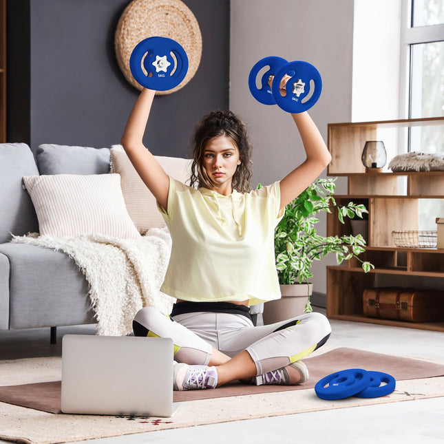 2 x 5 kg Blue Dumbbell Weight plates, 30 mm Drilling
