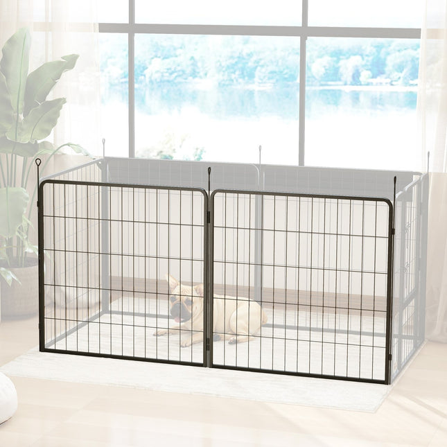 Outdoor dog fence panels, set of 2 - 80 x 80 cm, black