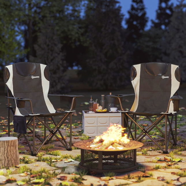 Folding camping chairs Set with armrests & cooler bag