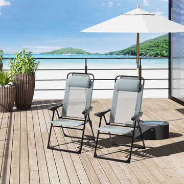 Folding garden chairs, adjustable backrest, 120 kg capacity