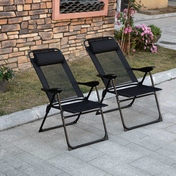 Folding garden chairs with adjustable backrest, 120 kg capacity