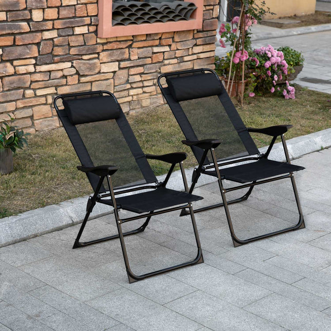 Folding garden chairs with adjustable backrest, 120 kg capacity