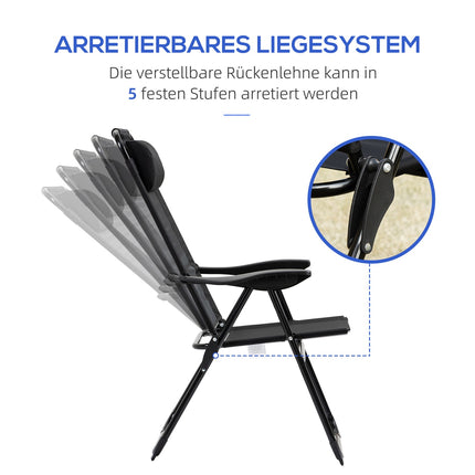 Folding garden chairs with adjustable backrest, 120 kg capacity