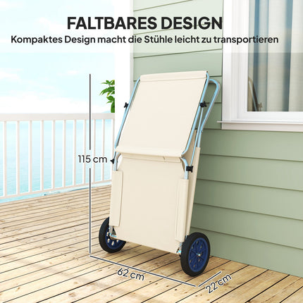 Adjustable folding sunbeds, weather resistant, beige, 120 kg