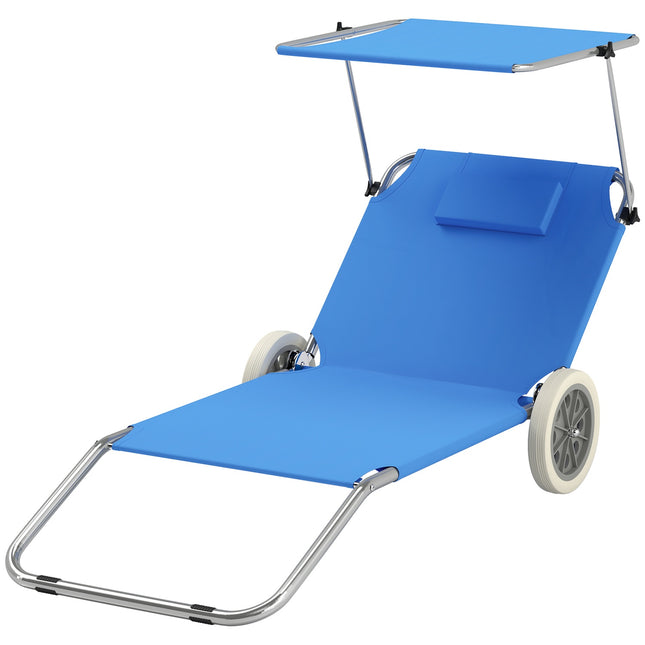 Folding sun lounger set, weatherproof, adjustable, blue