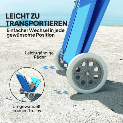 Set van 2 opvouwbare ligstoelen, tuinstoelen met kussendak, rolstoelen met verstelbare rugleuning, weerbestendige campingligstoelen, tuinstoelen tot 120 kg belastbaar, voor tuinzwembaden, blauw Aosom