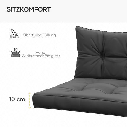 Set van 2 tuinstoelkussens zitkussens met 10 cm vulling voor rotan en tuinmeubelen, polyester, donkergrijs