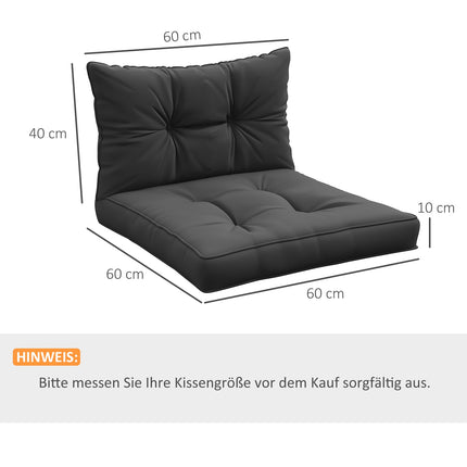 Set van 2 tuinstoelkussens zitkussens met 10 cm vulling voor rotan en tuinmeubelen, polyester, donkergrijs