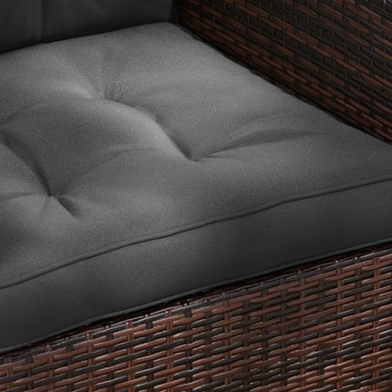 Set van 2 tuinstoelkussens zitkussens met 10 cm vulling voor rotan en tuinmeubelen, polyester, donkergrijs