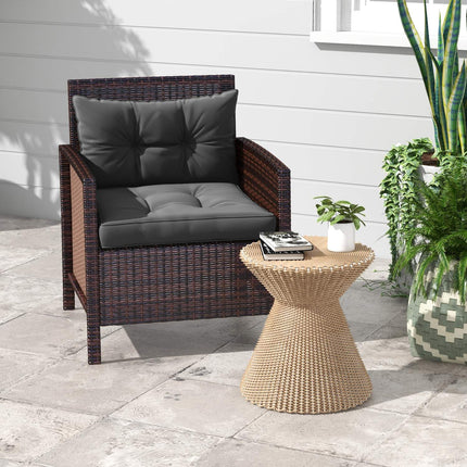 Set van 2 tuinstoelkussens zitkussens met 10 cm vulling voor rotan en tuinmeubelen, polyester, donkergrijs