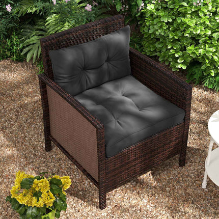 Set van 2 tuinstoelkussens zitkussens met 10 cm vulling voor rotan en tuinmeubelen, polyester, donkergrijs