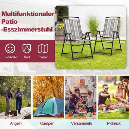 Set of 2 garden chairs folding chairs with armrests 51 x 61.5 x 92 cm gray