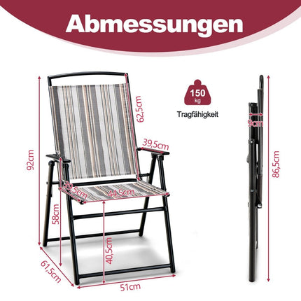 Set of 2 garden chairs folding chairs with armrests 51 x 61.5 x 92 cm gray
