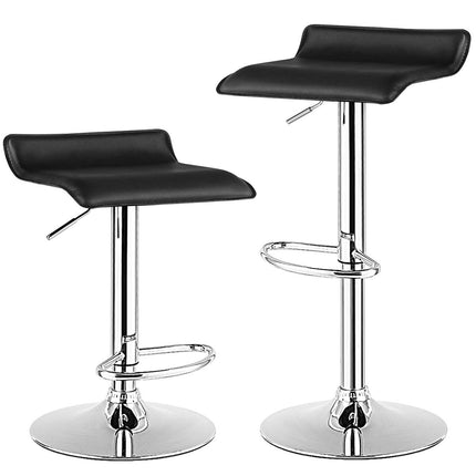Set of 2 height-adjustable bar stools with backrest &amp; Footrest 360° swivel chair black