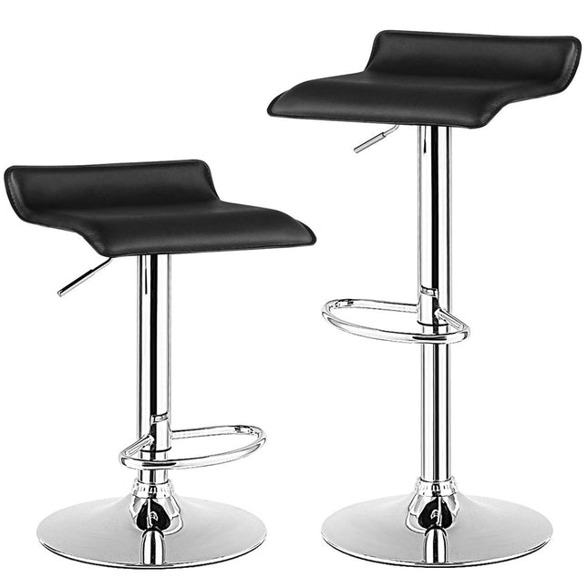 Set of 2 height-adjustable bar stools with backrest &amp; Footrest 360° swivel chair black