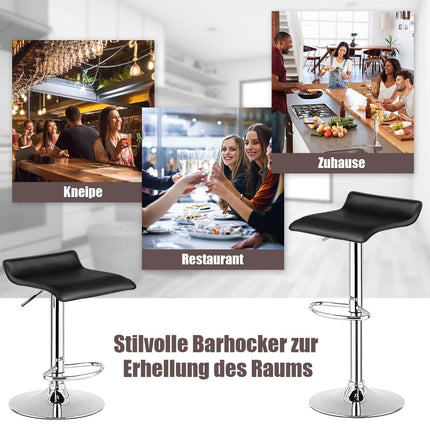 Set of 2 height-adjustable bar stools with backrest &amp; Footrest 360° swivel chair black