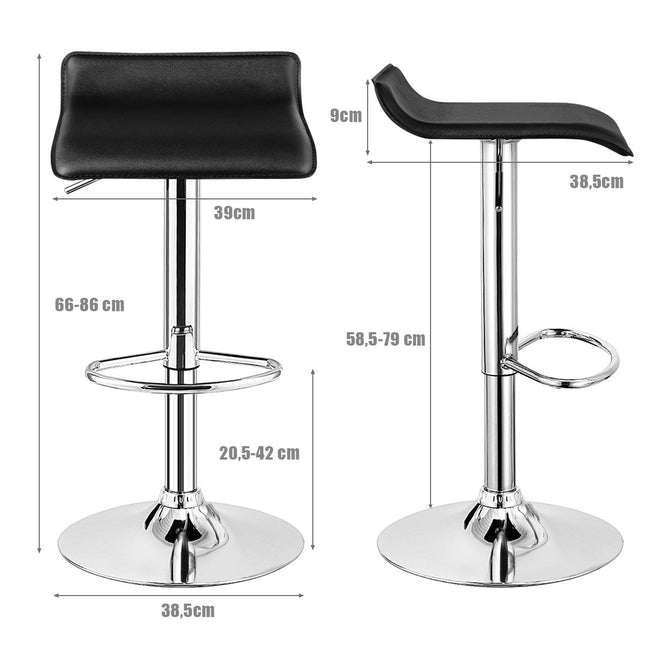 Set of 2 height-adjustable bar stools with backrest &amp; Footrest 360° swivel chair black