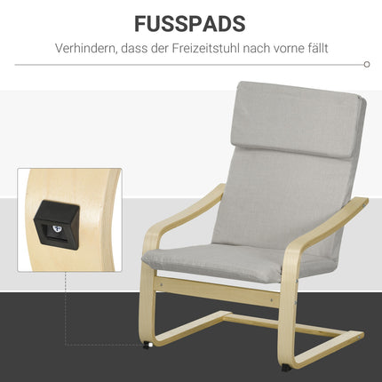 Lounge chairs Set with stool - Linen cover, light grey