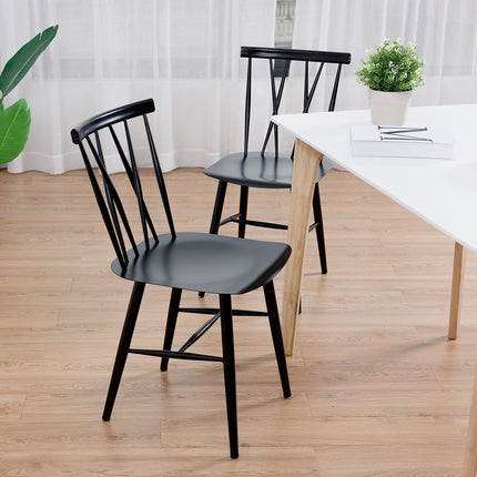 Set of 2 metal dining chairs with 43.5 cm seat height, X-shaped backrest, pack of 2 industrial trattoria chairs