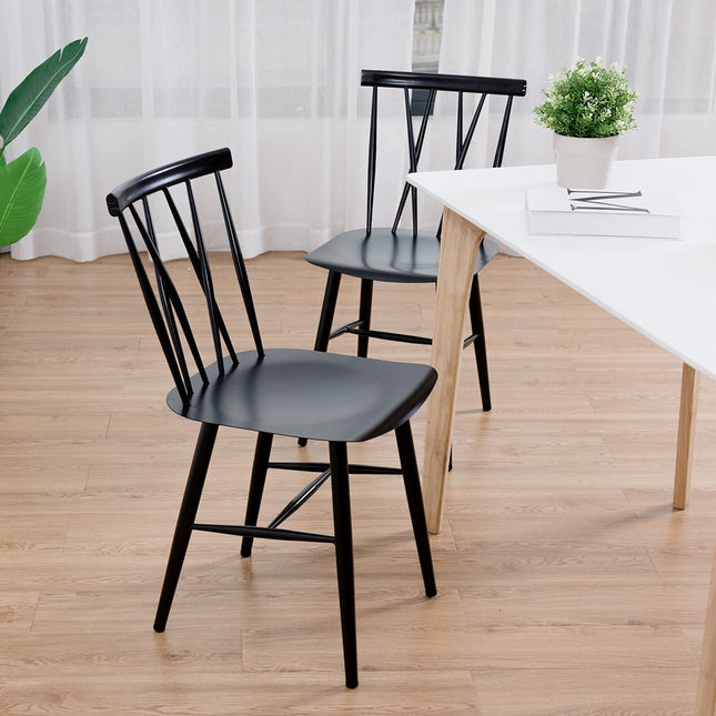 Set van 2 metalen eetkamerstoelen met een zithoogte van 43,5 cm, X-vormige rugleuning, verpakking van 2 industriële trattoriastoelen
