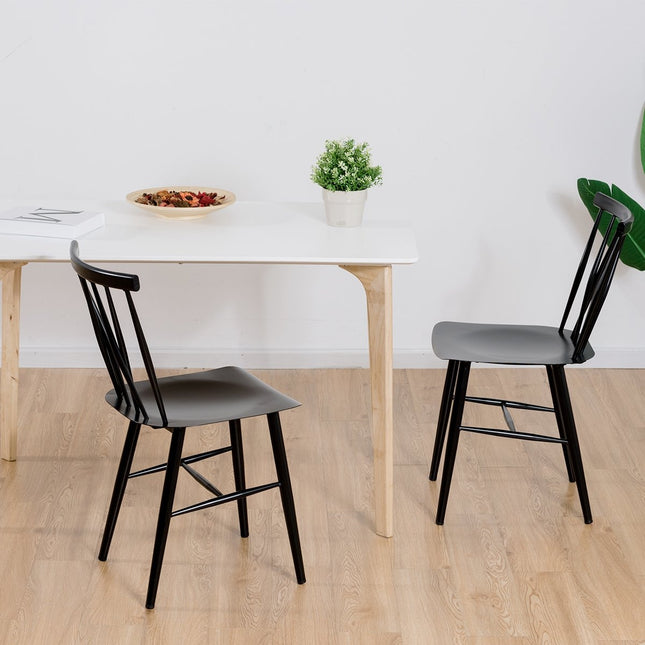 Set van 2 metalen eetkamerstoelen met een zithoogte van 43,5 cm, X-vormige rugleuning, verpakking van 2 industriële trattoriastoelen