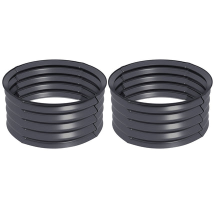 Set van 2 verhoogde bedden van staal, plantenbed, koudframe, tuinbed, bloembak, stapelbaar, plantenbak, groentebed, diameter 60 x 30 cm voor tuin, balkon, plantenpot voor bloemen, planten, groenten