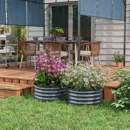Set van 2 verhoogde bedden van staal, plantenbed, koudframe, tuinbed, bloembak, stapelbaar, plantenbak, groentebed, diameter 60 x 30 cm voor tuin, balkon, plantenpot voor bloemen, planten, groenten