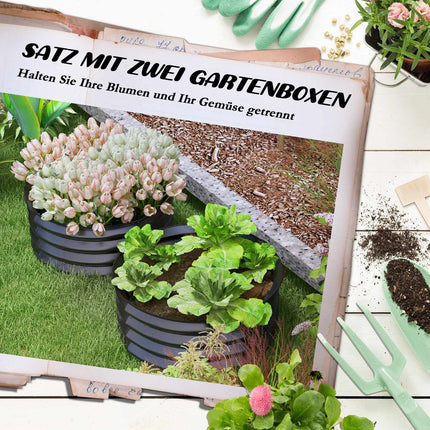 Set van 2 verhoogde bedden van staal, plantenbed, koudframe, tuinbed, bloembak, stapelbaar, plantenbak, groentebed, diameter 60 x 30 cm voor tuin, balkon, plantenpot voor bloemen, planten, groenten