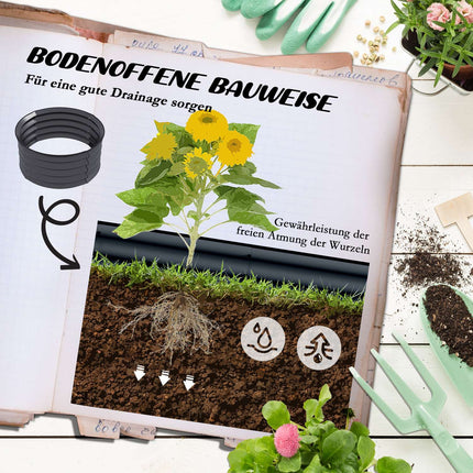 Set van 2 verhoogde bedden van staal, plantenbed, koudframe, tuinbed, bloembak, stapelbaar, plantenbak, groentebed, diameter 60 x 30 cm voor tuin, balkon, plantenpot voor bloemen, planten, groenten