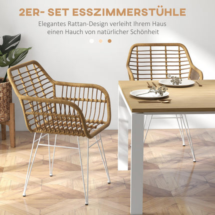 Dining chairs in rattan, ergonomic, 120 kg capacity, Boho Style