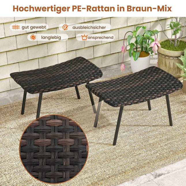 Set van 2 rotan voetenbankjes met snel drogende schuimvulling