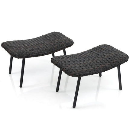 Set of 2 rattan footstools with quick-drying foam padding