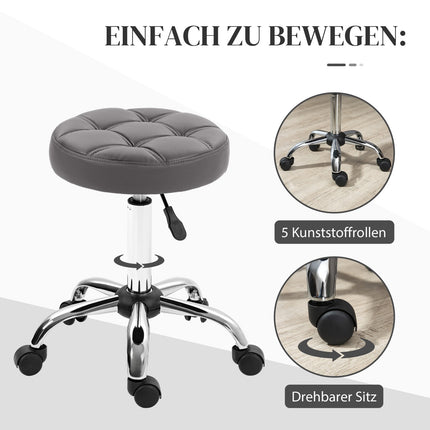 Height-adjustable swivel stools, set of 2, with wheels