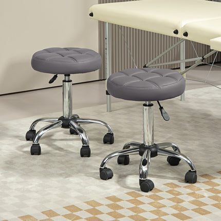Height-adjustable swivel stools, set of 2, with wheels