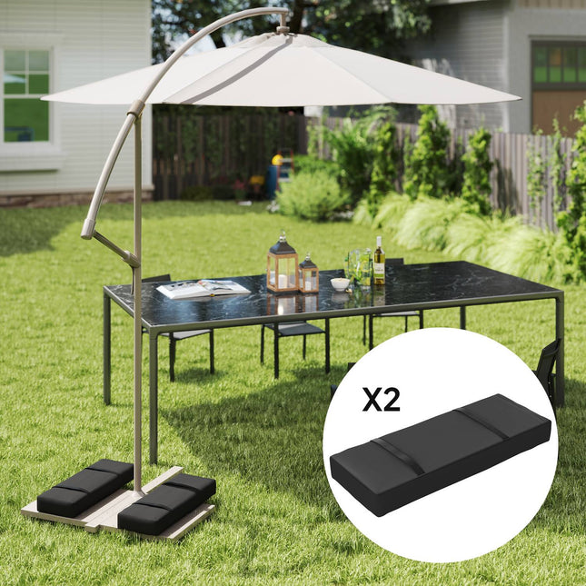 Set of 2 parasol weight bags, 25 kg capacity, black