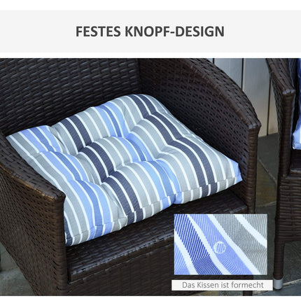 Chair Seat cushions, Easy-Clean, Blue Stripes, 50x45x8 cm