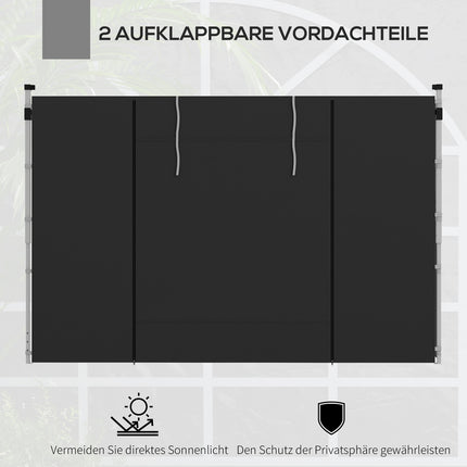Set van 2 zijpanelen voor paviljoen 3x3/3x6 m, zijwand met raam en klittenbandsluiting, waterdichte zijwanden van Oxford-stof, als windbescherming en privacyscherm voor partytent, zwart