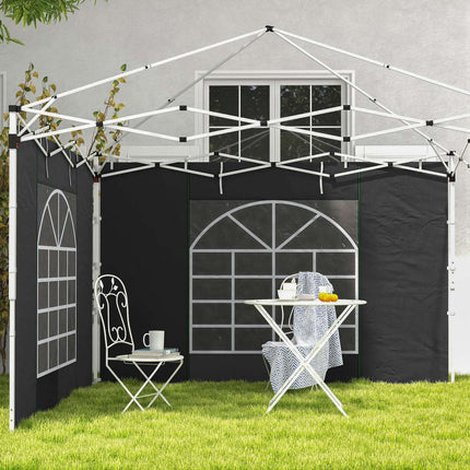 Set van 2 zijpanelen voor paviljoen 3x3/3x6 m, zijwand met raam en klittenbandsluiting, waterdichte zijwanden van Oxford-stof, als windbescherming en privacyscherm voor partytent, zwart