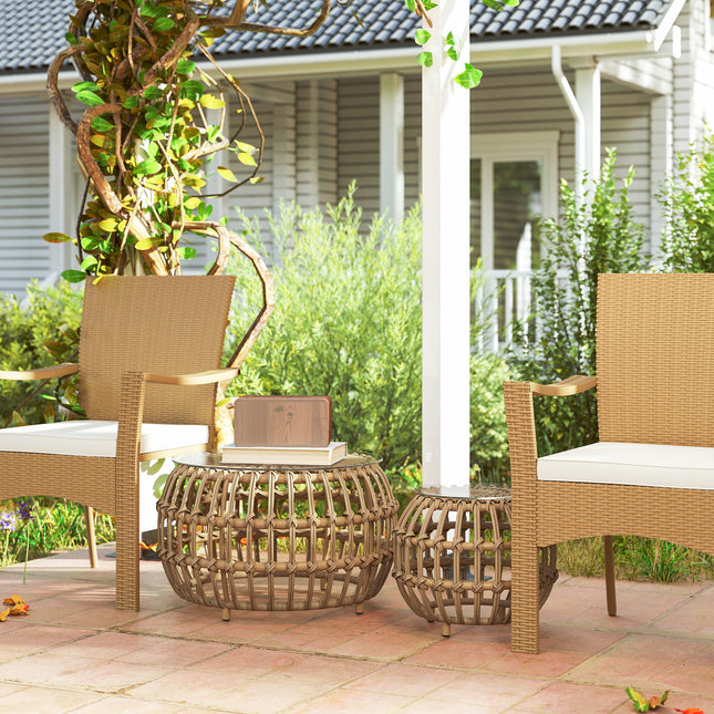Garden table in polyrattan, round, weatherproof