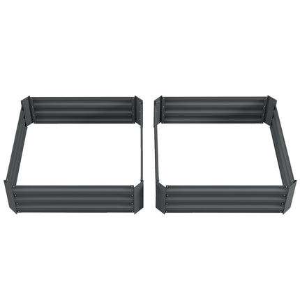 Set van 2 stalen verhoogde bedden, koudframe, tuinbed, insteekbloembak, plantenbak, plantenpot, 100 x 100 x 30 cm voor tuin, balkon, terras, groentebed voor bloemen, planten