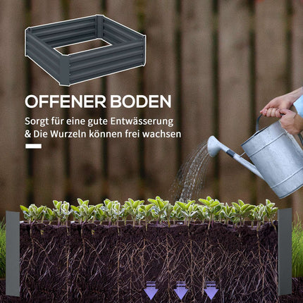 Set van 2 stalen verhoogde bedden, koudframe, tuinbed, insteekbloembak, plantenbak, plantenpot, 100 x 100 x 30 cm voor tuin, balkon, terras, groentebed voor bloemen, planten