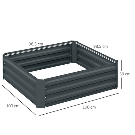 Set van 2 stalen verhoogde bedden, koudframe, tuinbed, insteekbloembak, plantenbak, plantenpot, 100 x 100 x 30 cm voor tuin, balkon, terras, groentebed voor bloemen, planten