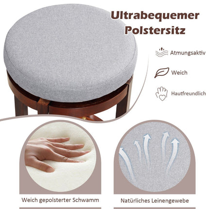 Set of 2 stools in counter height 66 cm high swivel bar stools 42 x 42 x 66 cm gray and brown