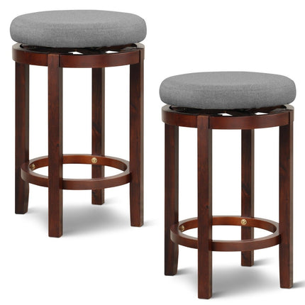 Set of 2 stools in counter height 66 cm high swivel bar stools 42 x 42 x 66 cm gray and brown